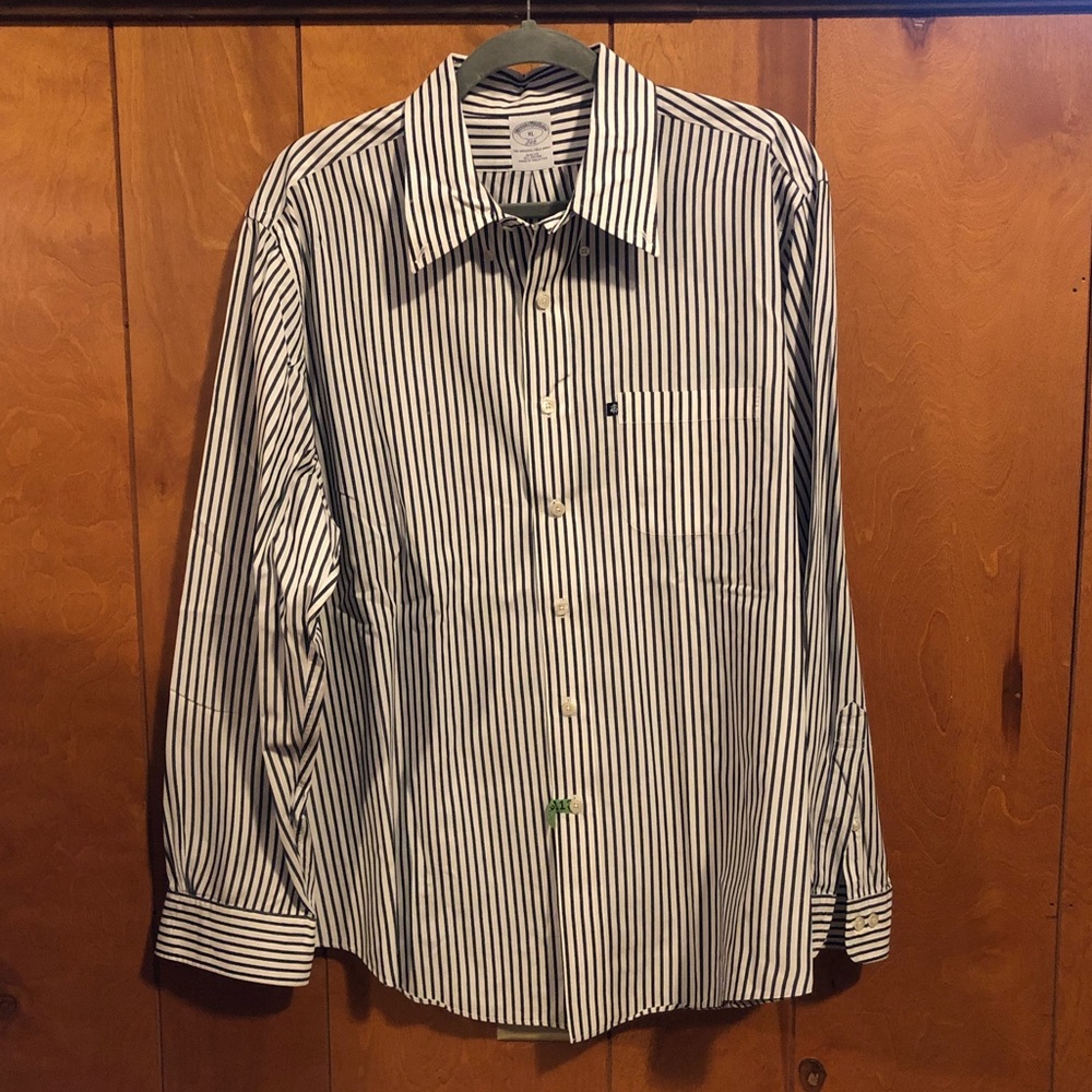 Brooks Brothers navy stripe button down